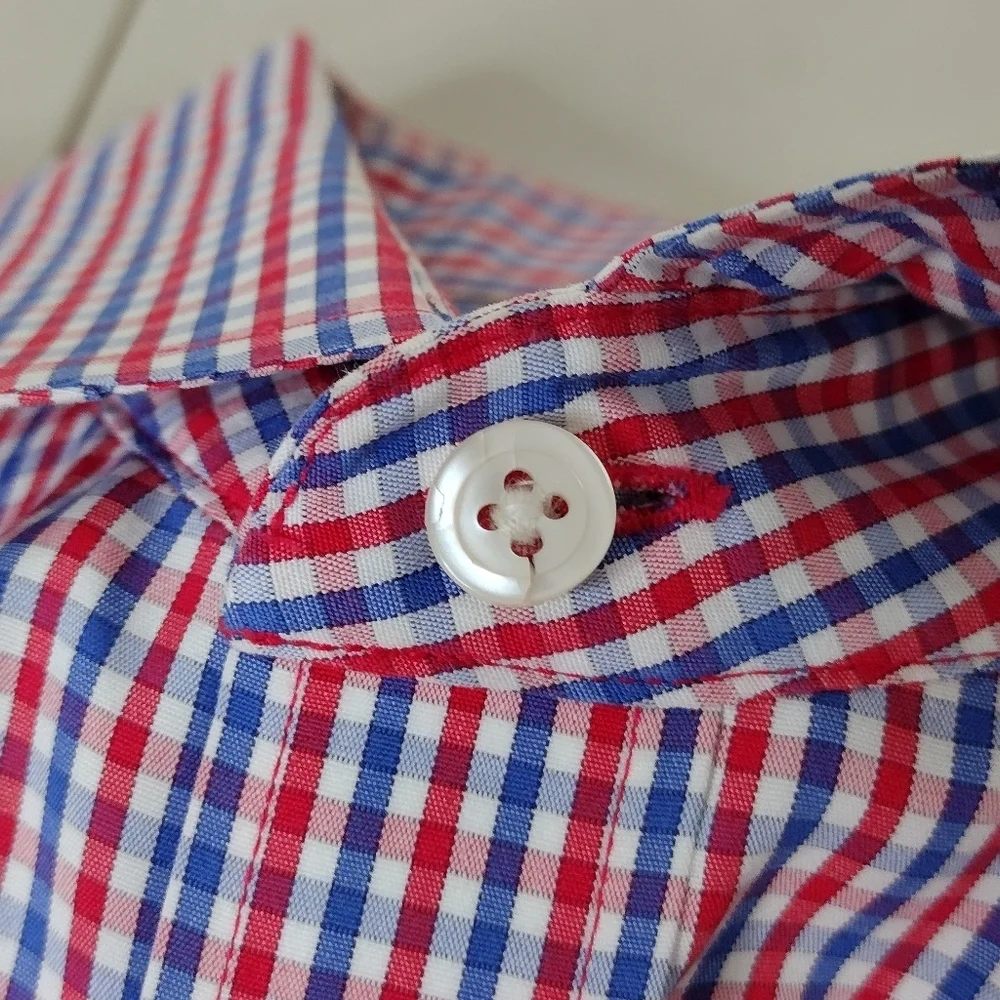 J. Crew 80's 2-Ply Wrinkle Free Checkered Casual Button Down Shirt Sz M
